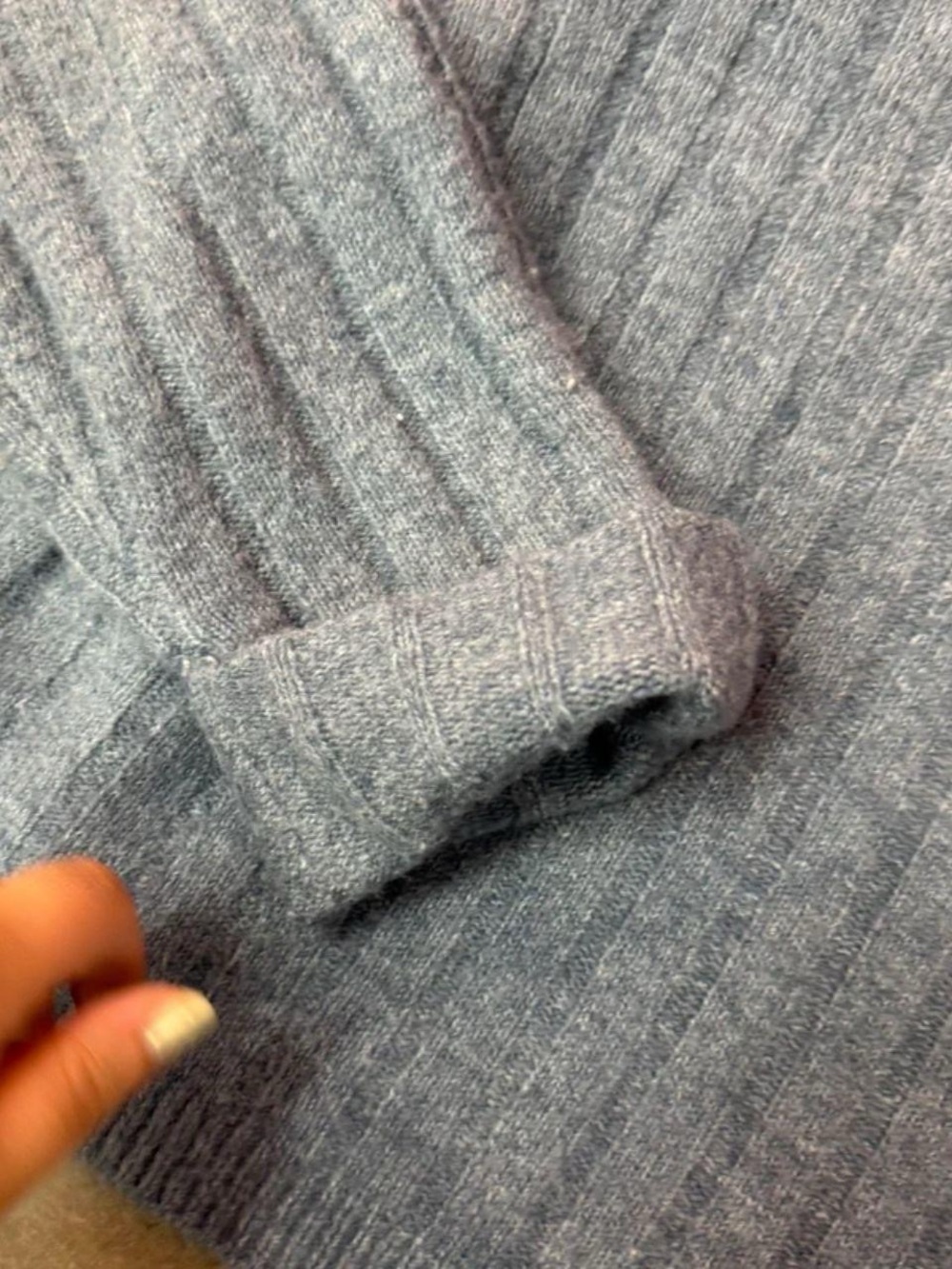 Womens Crewneck Ribbed Sweater - Blue - Picture 3 of 4